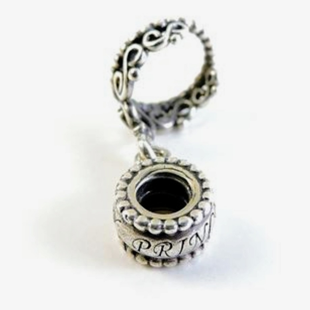 Pandora 925 Silver 'My Princess Tiara Crown ' Bead Charm Ring Pendant